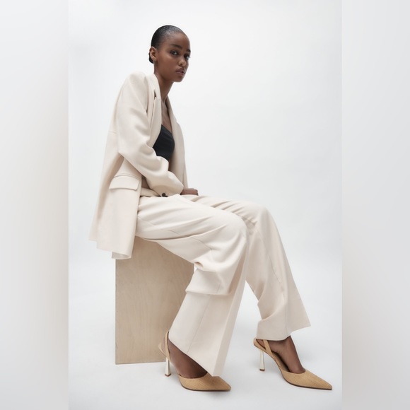 NWT. Zara Raffia High Heel Slingback Pumps. Size 6 - Picture 4 of 10